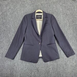 J.Crew Regent Wool Blazer Women's Size 4 Navy – One‑Button‎ Flannel Jacket B0323